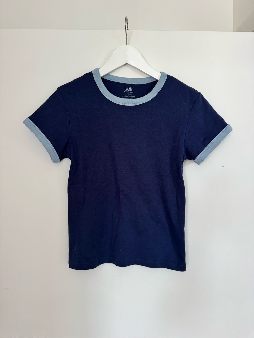 Simons Twik Navy Blue Ringer Tee with Light Blue Trim